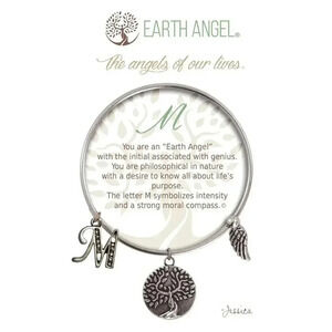 Earth Angel M Initial Bracelet‎ Silver Expandable